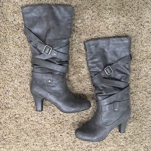 Madden Girl gray heeled boots
